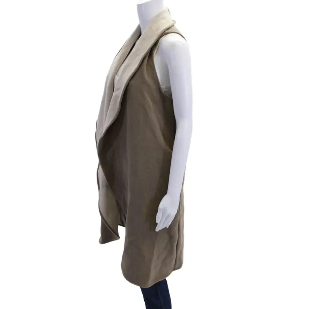 Soon Womens Open Front Knit Shawl Cardigan Sweater Vest Jacket Brown Size Small
